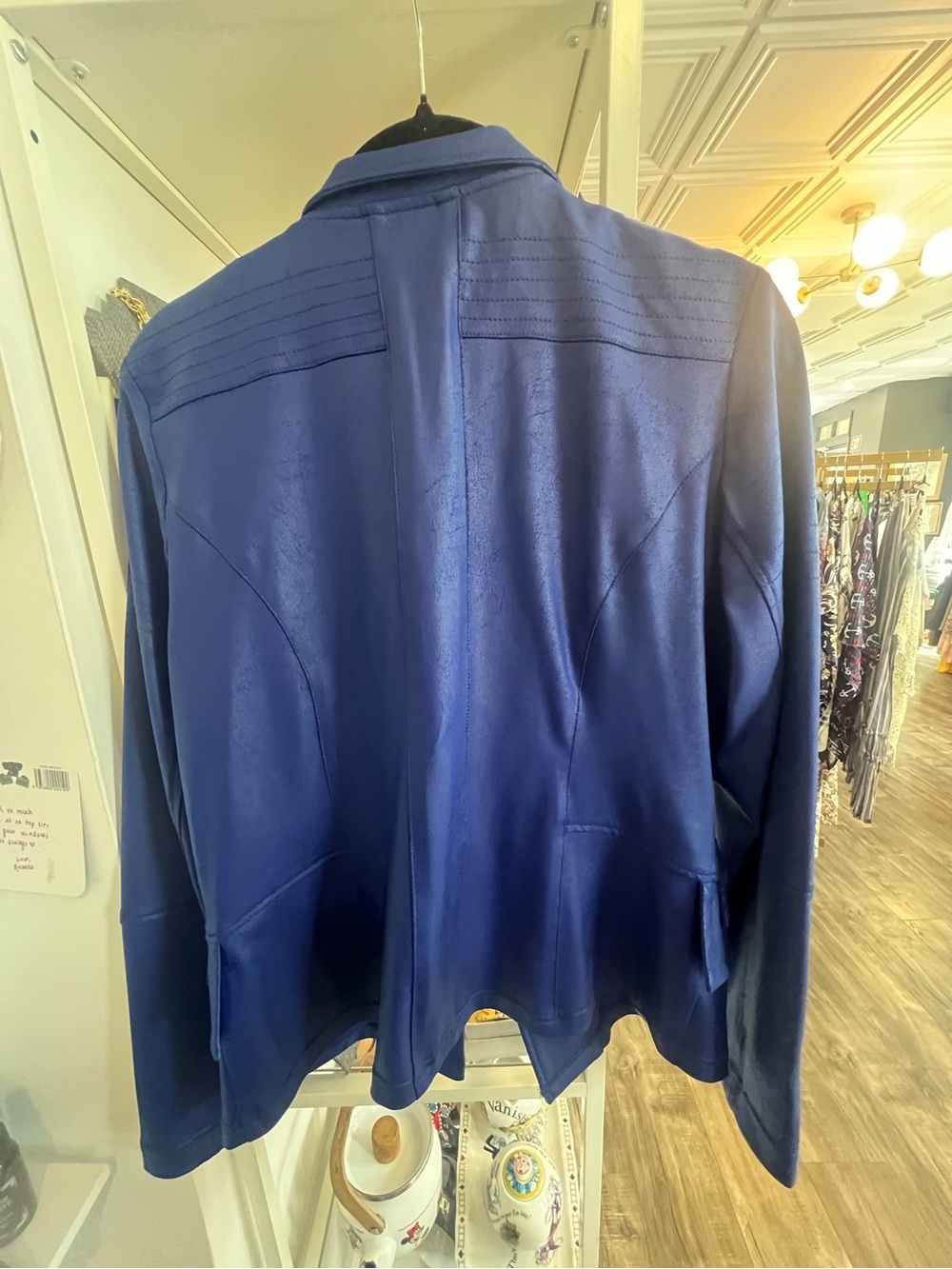 Clara Sun Woo Electric Blue Faux-Leather Moto Jacket - Picture 4 of 4